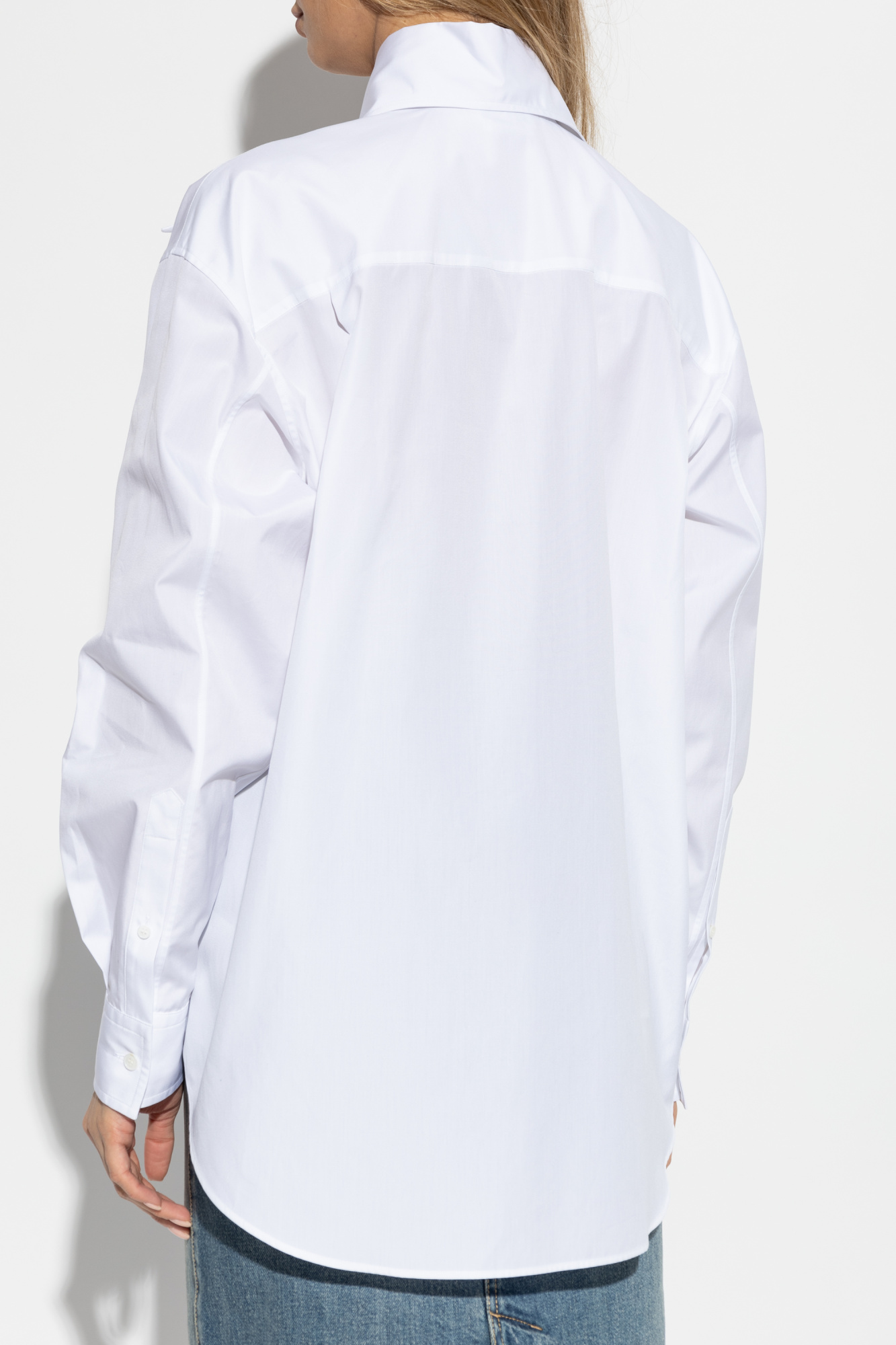 【値下げ】Alexander McQueen White Dress Shirt Alexander McQueen Men's Tape Logo Harness Shirt in White